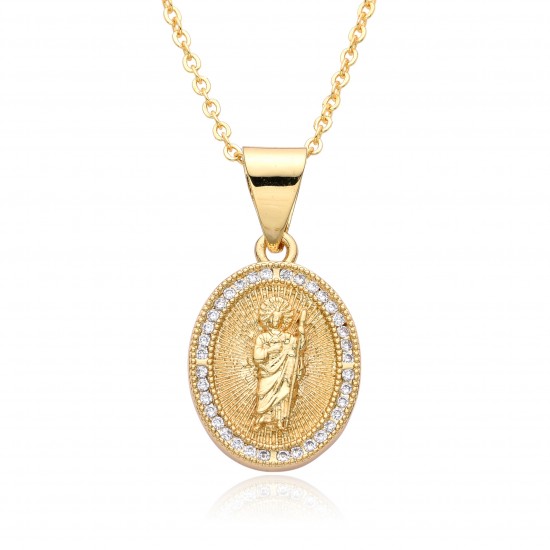 Independent website's best-selling women's religious jewelry: copper slightly inlaid zircon Virgin Mary pendant, believer necklace for women Independent website's best-selling women's religious jewelry: copper slightly inlaid zircon Virgin Mary pendant, believer necklace for women