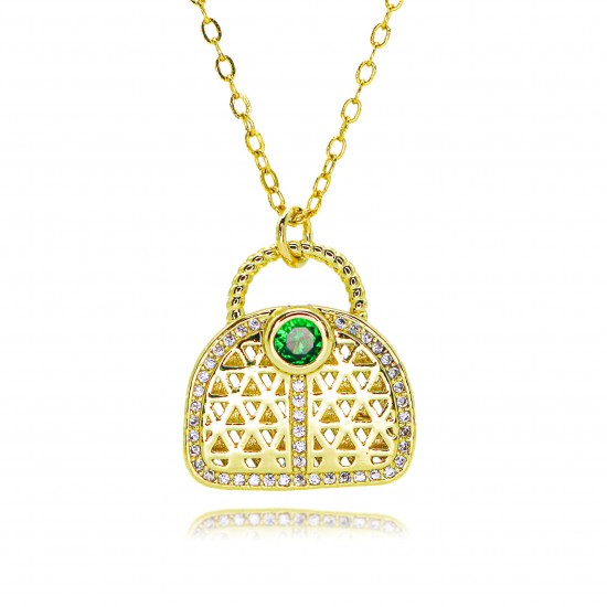 A dazzling H-shaped bag pendant necklace with a slight copper inlay, real gold plating and diamond setting, a fashionable new style full of diamonds, a net red envelope necklace A dazzling H-shaped bag pendant necklace with a slight copper inlay, real gold plating and diamond setting, a fashionable new style full of diamonds, a net red envelope necklace