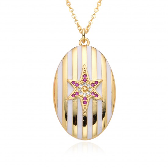 A niche and versatile striped oval necklace with slightly inlaid copper and gold plating in the European and American ins style is selling well across borders. A cold style collarbone chain A niche and versatile striped oval necklace with slightly inlaid copper and gold plating in the European and American ins style is selling well across borders. A cold style collarbone chain