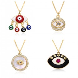 A best-selling colorized zircon eye pendant with a slightly set demonic eye necklace for women on cross-border Amazon in Europe and America