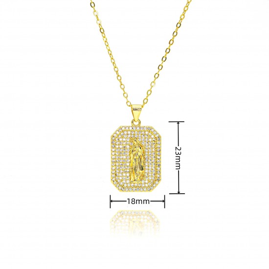 Xiyin is selling a zircon pendant necklace of a European and American cross-border religious statue with a collarbone chain and a goddess of God, plated with 18k gold Xiyin is selling a zircon pendant necklace of a European and American cross-border religious statue with a collarbone chain and a goddess of God, plated with 18k gold