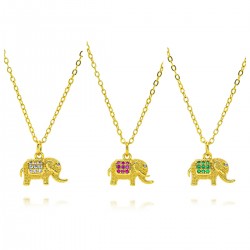 18K copper, gold, slightly set zircon elephant pendant necklace, female Instagram cute style collarbone chain, cross-border Xiyin bestseller