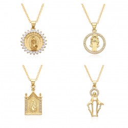 Women 's new religious accessory copper micro-set Virgin Mary pendant TEMPERAMENT versatile retro necklace necklace