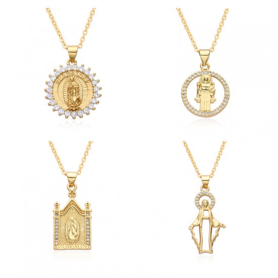 Women 's new religious accessory copper micro-set Virgin Mary pendant TEMPERAMENT versatile retro necklace necklace Women 's new religious accessory copper micro-set Virgin Mary pendant TEMPERAMENT versatile retro necklace necklace