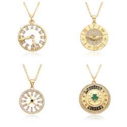 Micro-set zircon clock pendant, black zirconium clock, lucky compass pendant necklace, a cross-border bestseller accessory from Europe and America