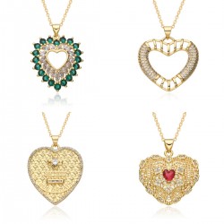 European and American new style simple hollow heart collarbone chain heart-shaped necklace for women, copper-plated real gold zircon necklace h147