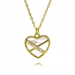 Cross-border Amazon hollow heart-shaped pearl necklace for women, simple Korean style, high-end design sense, heart-shaped pendant, collarbone chain