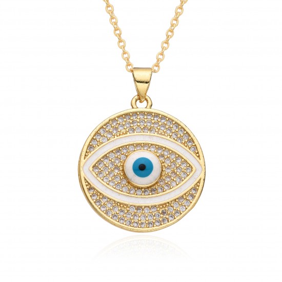 European and American cross-border evil eye necklace Zircon oil drop brass gold-plated Bohemian Devil Eye pendant European and American cross-border evil eye necklace Zircon oil drop brass gold-plated Bohemian Devil Eye pendant