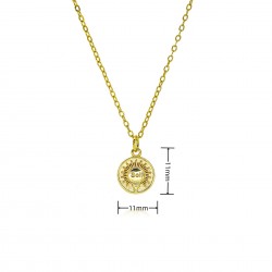 True gold 18K gold protected gold pendant with zircon, tribal pattern logo pendant, moon eye necklace accessory material