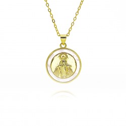 European and American cross-border religious personality statue collarbone chain Zircon eco-friendly copper pendant necklace copper plated 18k G395