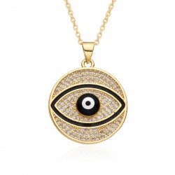 European and American cross-border evil eye necklace Zircon oil drop brass gold-plated Bohemian Devil Eye pendant