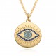 Amazon Europe and America cross-border micro-set colored diamond Bohemian Devil's Eye Disc pendant necklace Amazon Europe and America cross-border micro-set colored diamond Bohemian Devil's Eye Disc pendant necklace