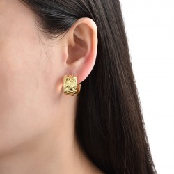 Copper-plated 18K real gold semi-circular geometric stud earrings with European and American metallic style, niche design sense, high-end light luxury earring accessories