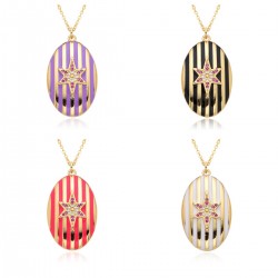 A niche and versatile striped oval necklace with slightly inlaid copper and gold plating in the European and American ins style is selling well across borders. A cold style collarbone chain