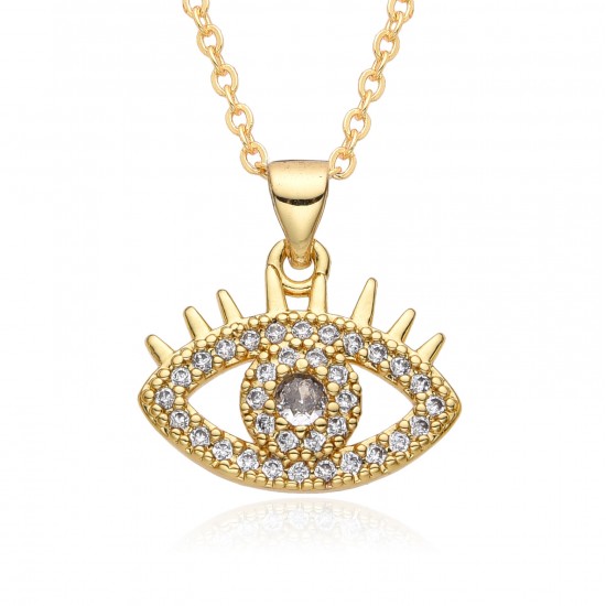 The new European and American cross-border Devil's Eye oil-dripping necklace with copper plating of 18k gold and slightly set zircon pendant necklaces The new European and American cross-border Devil's Eye oil-dripping necklace with copper plating of 18k gold and slightly set zircon pendant necklaces