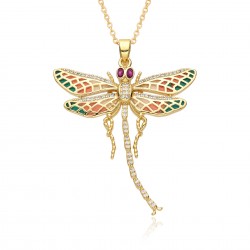 This European and American fashion copper pendant, plated with 18K gold and inlaid with colored zircon, exudes a luxurious, high-end and elegant charm. It is a collarbone chain