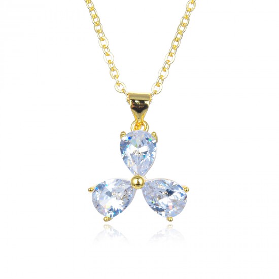 Wholesale of diamond-encrusted zircon petal pendants, necklaces, women's necklaces and InS-style women's collarbone chains in stock for cross-border trade from Europe and America Wholesale of diamond-encrusted zircon petal pendants, necklaces, women's necklaces and InS-style women's collarbone chains in stock for cross-border trade from Europe and America