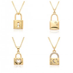 Slightly inlaid love heart lock key Heartbeat girl Peach heart oil drip copper zircon jewelry pendant necklace