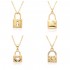 Slightly inlaid love heart lock key Heartbeat girl Peach heart oil drip copper zircon jewelry pendant necklace