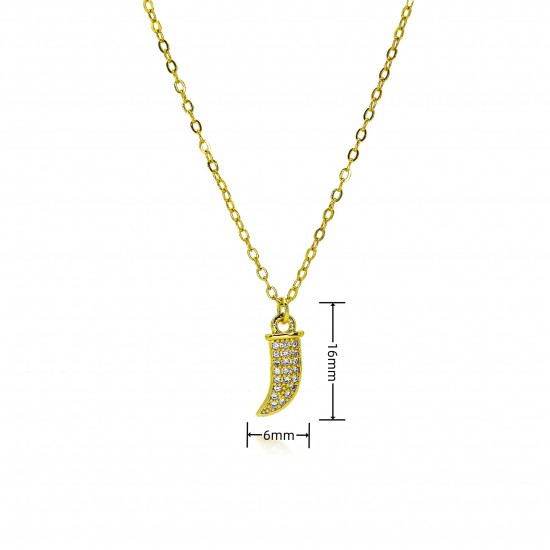 Wholesale of cross-border European and American ins style and personality wolf-tooth pendant necklaces, collarbone chains, copper plated 18k gold pendant necklaces Wholesale of cross-border European and American ins style and personality wolf-tooth pendant necklaces, collarbone chains, copper plated 18k gold pendant necklaces