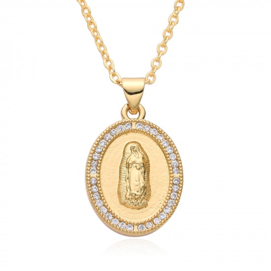 Independent website's best-selling women's religious jewelry: copper slightly inlaid zircon Virgin Mary pendant, believer necklace for women Independent website's best-selling women's religious jewelry: copper slightly inlaid zircon Virgin Mary pendant, believer necklace for women
