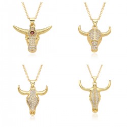 New European and American products in the ins style are selling well on Amazon, featuring fashionable and unique 18k pendant necklaces with bull heads and bulls for women