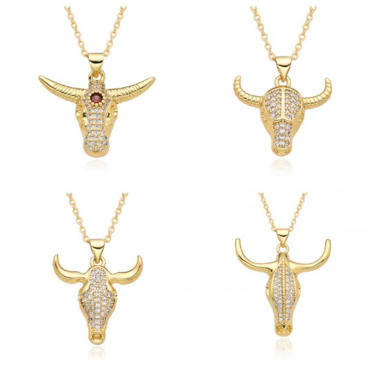 New European and American products in the ins style are selling well on Amazon, featuring fashionable and unique 18k pendant necklaces with bull heads and bulls for women New European and American products in the ins style are selling well on Amazon, featuring fashionable and unique 18k pendant necklaces with bull heads and bulls for women