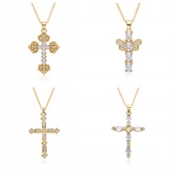 A slightly star-studded cross necklace with a cool and sweet style. Zircon sparkling diamond pendant, 2023 new trendy neck chain