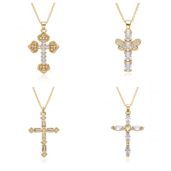 A slightly star-studded cross necklace with a cool and sweet style. Zircon sparkling diamond pendant, 2023 new trendy neck chain A slightly star-studded cross necklace with a cool and sweet style. Zircon sparkling diamond pendant, 2023 new trendy neck chain