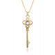 18k gold color-preserving heart key necklace, female ins collarbone chain, Korean version crystal zircon pendant necklace 18k gold color-preserving heart key necklace, female ins collarbone chain, Korean version crystal zircon pendant necklace