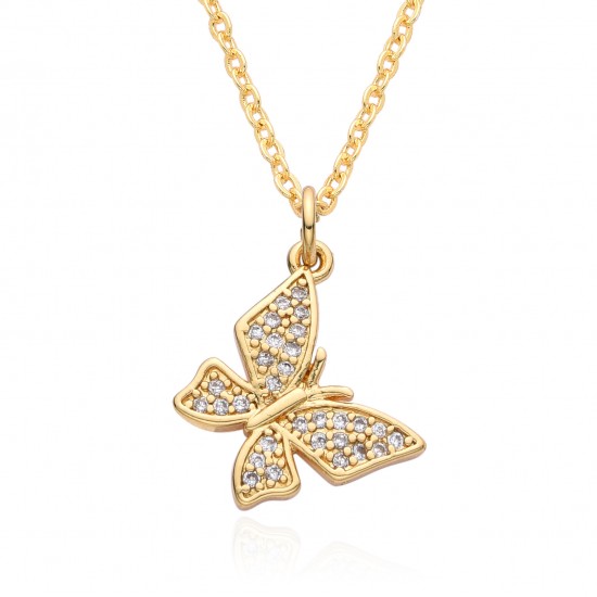 Elegant butterfly collarbone chain slightly set zircon pendant, ins style People's Day accessory gift, women's butterfly necklace Elegant butterfly collarbone chain slightly set zircon pendant, ins style People's Day accessory gift, women's butterfly necklace