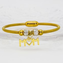 This Mother's Day MAMA stainless steel bracelet and bracelet is designed in Europe and America with a magnet to attract a unique, fully diamond, light luxury and high-end feel