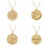 European and American popular fashion round coin pendant jewelry, 18K gold-plated pattern round coin necklace