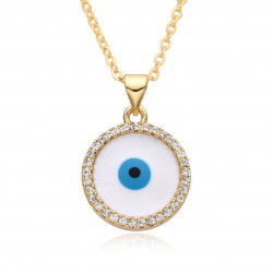 Cross-border supply source: European and American fashion palm, Devil's eye, oil-dropped copper plated with real gold, slightly set zircon necklace for women