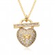 Cross-border high-end style lock key pendant necklace from Europe, America, Japan and South Korea, women's copper gold-plated love heart, slightly set zircon collarbone chain Cross-border high-end style lock key pendant necklace from Europe, America, Japan and South Korea, women's copper gold-plated love heart, slightly set zircon collarbone chain