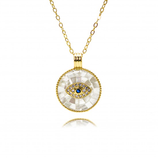 Cross-border best-selling accessories: crystal zircon shell Evil Eye necklace for women, European and American Devil Eye pendant necklaces Cross-border best-selling accessories: crystal zircon shell Evil Eye necklace for women, European and American Devil Eye pendant necklaces