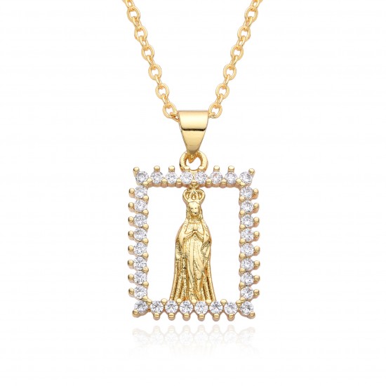 Amazon square Virgin zirconia necklace pendant for women, retro fashion, individual elegance, colorful micro-set electroplated jewelry Amazon square Virgin zirconia necklace pendant for women, retro fashion, individual elegance, colorful micro-set electroplated jewelry