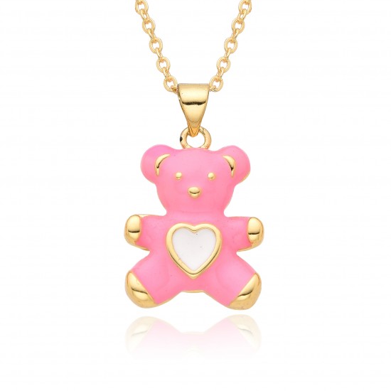 Cross-border supply: Simple and fashionable oil-dripping bear pendant, copper-plated real gold personalized necklace, new style from Europe and America Cross-border supply: Simple and fashionable oil-dripping bear pendant, copper-plated real gold personalized necklace, new style from Europe and America