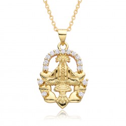 Oval-shaped copper slightly set zircon Virgin Mary pendant, women's O-shaped necklace, unisex, popular foreign trade accessory
