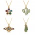 New European and American hip-hop accessory leaf and flower pendant necklace, Hiphop men's copper slightly set necklace