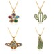 New European and American hip-hop accessory leaf and flower pendant necklace, Hiphop men's copper slightly set necklace New European and American hip-hop accessory leaf and flower pendant necklace, Hiphop men's copper slightly set necklace