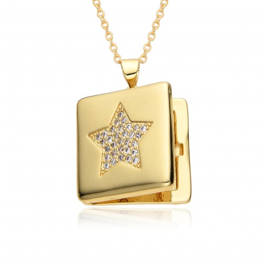 European and American cross-border small photo box album, eye moon slightly set, Virgin Mary pendant, opening and closing necklace, copper plated with real gold European and American cross-border small photo box album, eye moon slightly set, Virgin Mary pendant, opening and closing necklace, copper plated with real gold