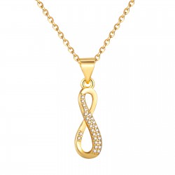 A simple InS-style women's geometric infinity symbol 8-shaped short diamond-encrusted gold and silver round necklace
