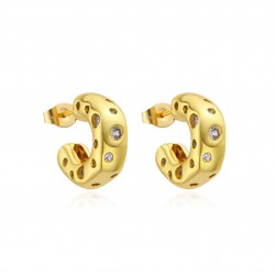 Wholesale of cross-border copper-plated 18K micro-set zircon earrings with a light luxury style for women. Metal earrings and trendy earrings
