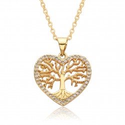 Round hollowed-out life tree pendant necklaces, European-style zircon necklaces for women, and geometric collarbone chains are popular in Europe and America