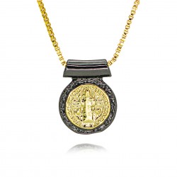 European and American cross-border religious personality statue box chain Zircon Catholic Virgin Mary pendant necklace copper plated with 18k real gold