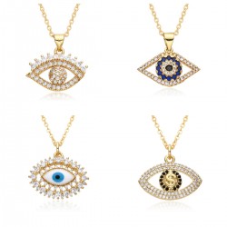European and American cross-border Amazon bestsellers: titanium steel collarbone chain, colored zircon eye pendant, Devil's Eye necklace