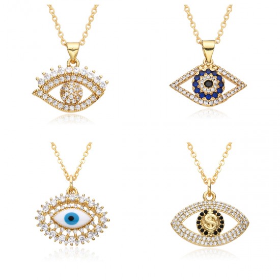 European and American cross-border Amazon bestsellers: titanium steel collarbone chain, colored zircon eye pendant, Devil's Eye necklace European and American cross-border Amazon bestsellers: titanium steel collarbone chain, colored zircon eye pendant, Devil's Eye necklace