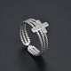 Wholesale multi-layer diamond-encrusted zircon cross ring with adjustable opening for women's index finger rings in stock for cross-border trade in Europe and America Wholesale multi-layer diamond-encrusted zircon cross ring with adjustable opening for women's index finger rings in stock for cross-border trade in Europe and America