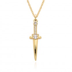 Wholesale of sword, crescent and ivory pendant necklaces for foreign trade, cross-border micro-set zircon women's gold-plated beaded chain necklaces